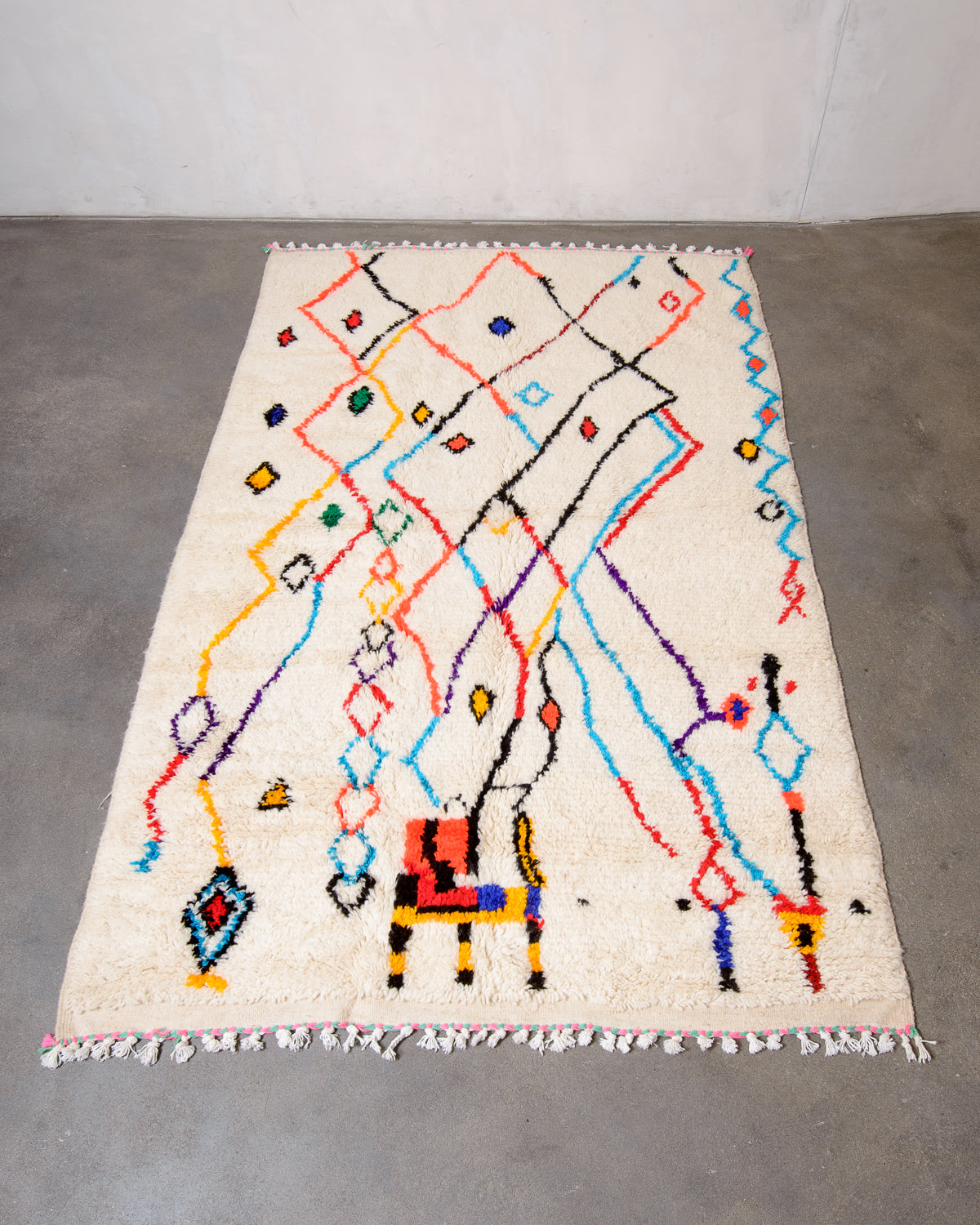 Modern designer handcrafted Berber rug from morocco Azilal with beautiful colors and patterns